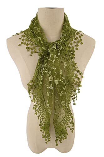 YOUR SMILE Lightweight Soft Leaf Lace Fringes Triangular Floral Fashion Towel Scarf Wrap for Women3