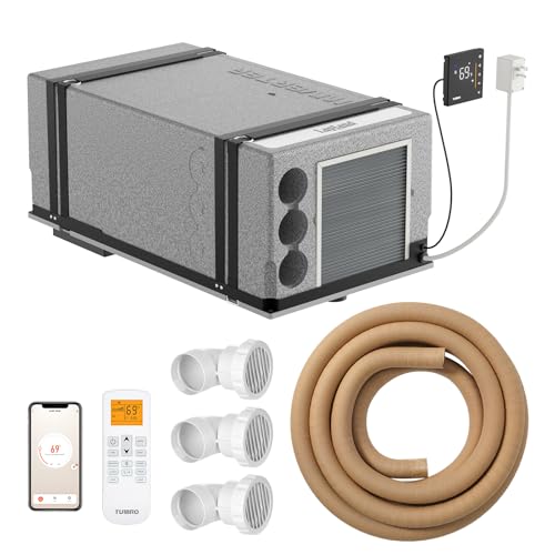 TURBRO Inverter Under Bench RV Air Conditioner with Heat Pump, 115V, High Energy Efficiency, Wall Pad Thermostat, 32.8 ft Air Duct, Hidden Design, Remote and App Control, for Camper, Trailer, Van