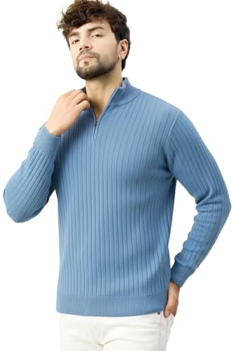 Image of Pivl Men's Winter Half Zip Solid Warm Sweater