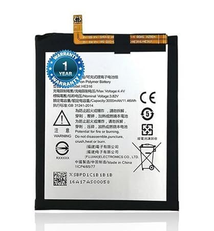 Image of THE BATTERY STORE Original HE316 Battery for Nokia 6 TA-1000 TA-1003 TA-1021 TA-1025 TA-1033 TA-1039 Battery with 1 Year warrenty*** (P73)