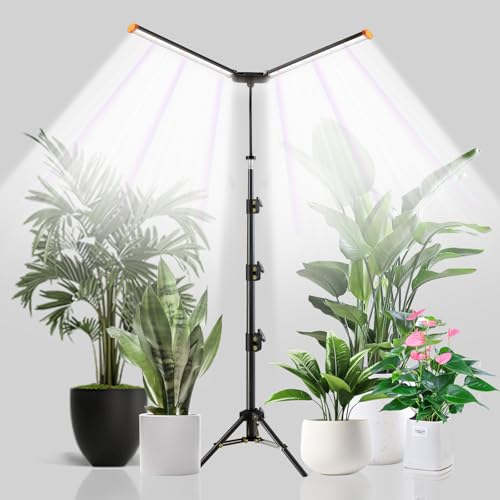 Image of YEOLEH Floor Lamp Grow Light for Large Tall Plants Indoor, 6000K White Full Spectrum Plant Growing Light with Red Blue LED, Foldable Light Strip, Dimmable & Timer Function, Height 17-62'' (100, Watts)