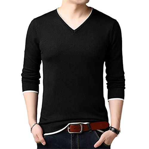 Casual Knitted V Neck Sweater Men Pullover Clothing Fashion Tops Clothes Knit Solid Warm Mens Sweaters Pullovers
