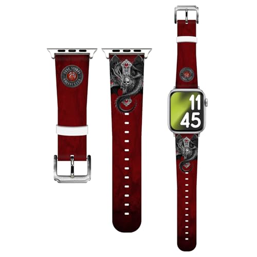 Bracelet de montre en cuir véritable Anne Stokes Dragon Gothique pour Apple Watch 44mm