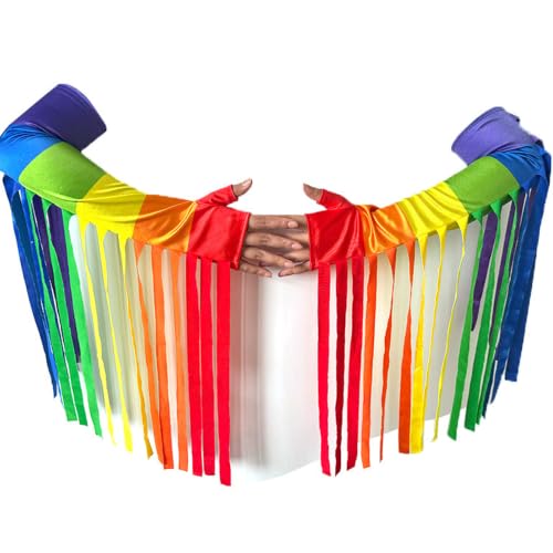 Guantes con flecos multicolor largos para destacar en fiestas sin perder comodidad 4