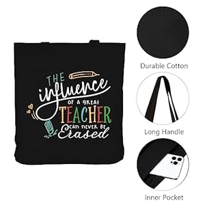 ELEGANTPARK Teacher Gifts for Women Teacher Bag for Appreciation Week Valentines Day Birthday Graduation Christmas Thank You Black Cotton Canvas Tote Shoulder Bag with Interior Pocket ELEGANTPARK Teacher Gifts for Women Teacher Bag for Appreciation Week Valentines Day Birthday Graduation Christmas Thank You Black Cotton Canvas Tote Shoulder Bag with Interior Pocket