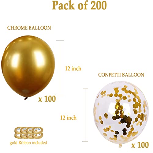 Image of AMFIN Confetti Balloons for Decoration /Confetti Combo Balloons /Birthday Confetti Balloons /Confetti Gold Balloons /Gold Theme Decoration /Party Gold Balloons /Anniversary - Pack of 200