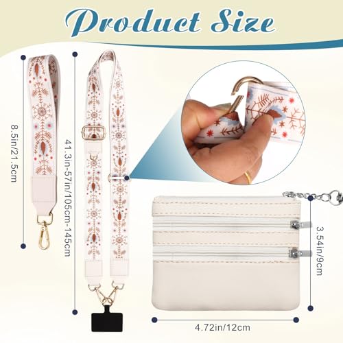 Image of 4Pcs Clip and Go Strap for Phone with Wallet Crossbody | Phone Strap with Zippered Pouch, Phone Strap with Wallet Can Be Held or Crossbody with 4 Colors