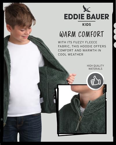 Image of Eddie Bauer Kids' Zip Up - Kids' Full Zip Ultra Soft Sherpa Fleece Hoodie Sweatshirt for Boys and Girls (5-20)