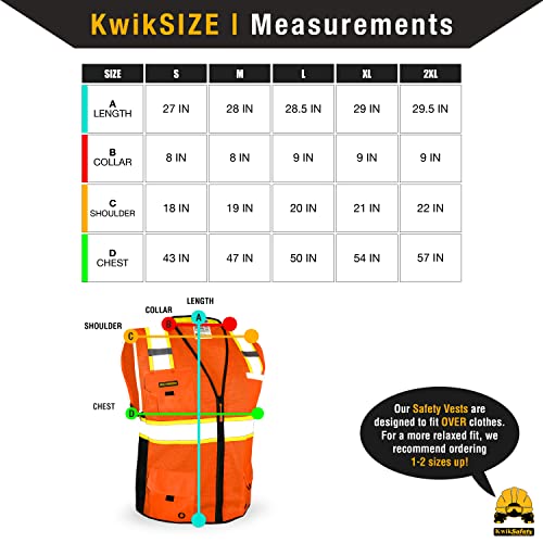 Kwiksafety - Charlotte, Nc - Big Kahuna Safety Vest [2 Pack] Class 2 Ansi Osha Reflective High Visibility Heavy Duty Surveyor Construction Lightweight Industrial Work Gear/Orange Medium #TOP5