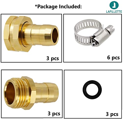 Image of LAFILLETTE Garden Hose Repair Pipe Connector with Clamps Hose, Fit for 3 /4 inch Garden Hose Connector (Pack of 3)