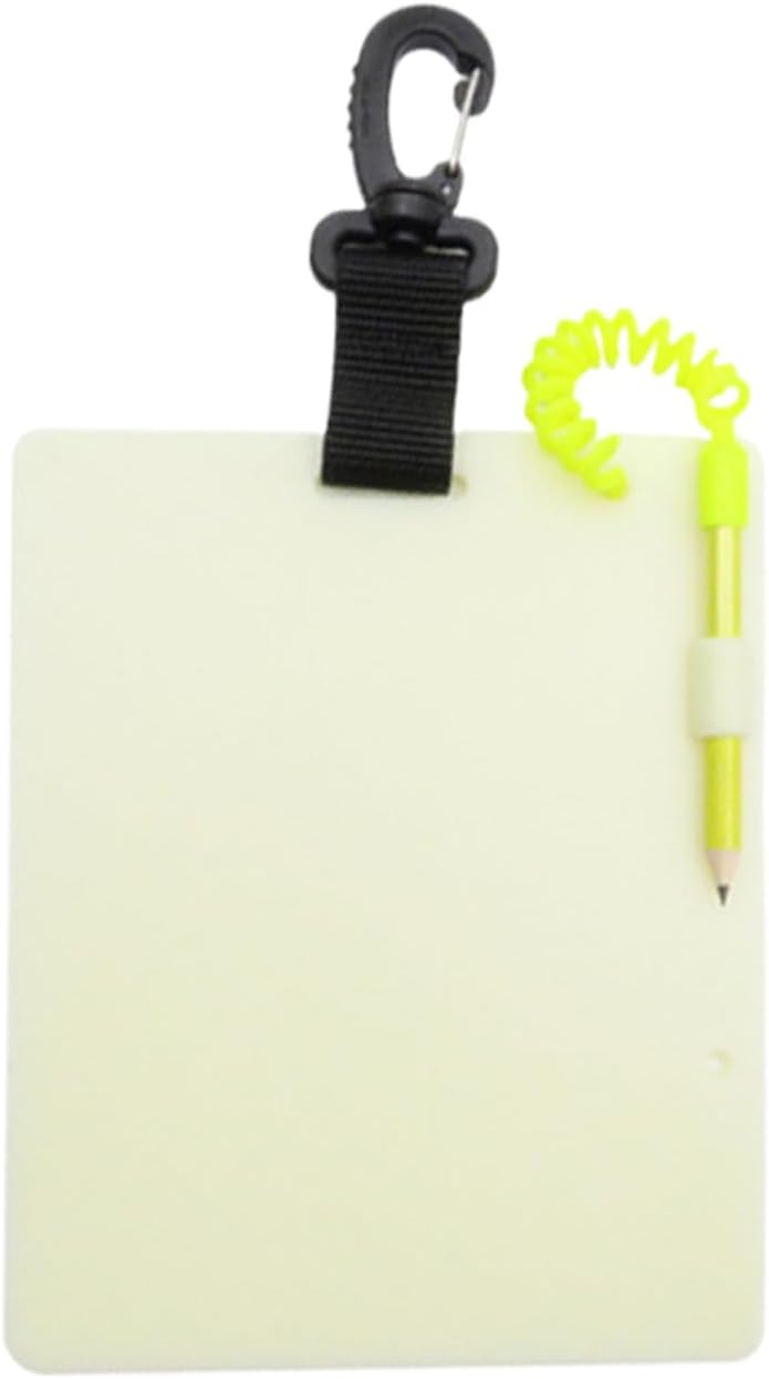 Dive Writing Slate - Luminous Portable with Pencil & Clip | Underwater Notepad Writing Slate | for Beginner Divers Underwater Snorkeling Cave Lake Training Photography