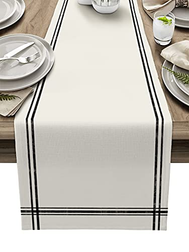Beige Table Runners, Kitchen Dining Coffee Table Runner 13x90 inches Long,Farmhouse Style Solid Color Table Runner for Wedding Holiday Party Dinner,Dresser Scarf Decor