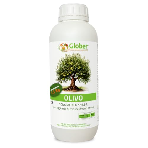 GLOBER Concime Olivo 1 Litro - 1,2 kg Concentrato - Made in Italy - Azoto Fosforo e Potassio...