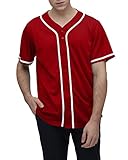 Baseball Jersey for Men Short Sleeve Shirt Blank Baseball Sports T Shirts (Red L)