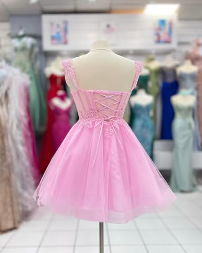 TRHTX Sparkly Beaded Tulle Homecoming Dress Off Shoulder Short Cocktail Dresses Lace Appliques DAMA Dresses3