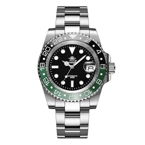 ADDIESDIVE Reloj automático de Lujo para Hombre 8215 Relojes mecánico 200m/20bar Reloj de Buceo para Hombre Correa de Acero Inoxidable,AD2503Blackgreen/8215