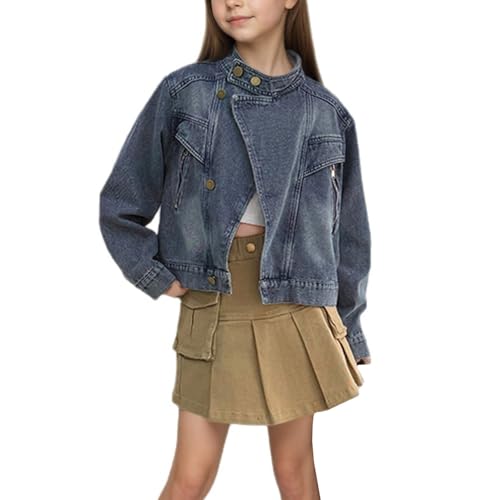 Girls Denim Jacket Casual Comfortable Retro Denim Coat Kids Button Up Long Sleeve Outwear Fall Winter Clothes