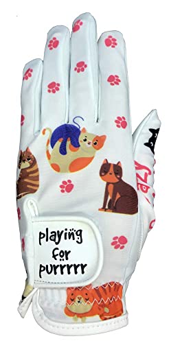Giggle Golf Women's Golf Glove (Medium, Worn On Left Hand, Cat) #TOP4