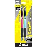 PILOT G2 Pen Stylus Fine Black Ink with Red/Turquoise Barrels, 2-Pack (34310)