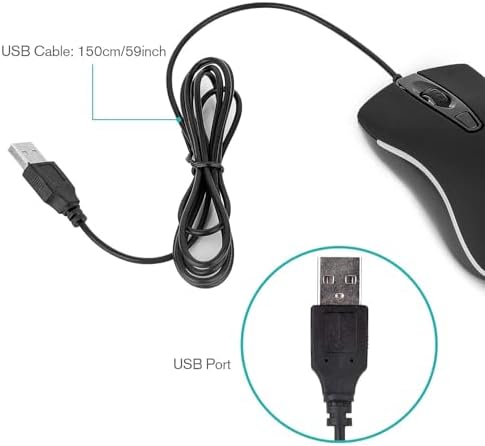 Rii RM105 Wired Mouse,Computer Mouse with Colorful RGB Backlight,Comfortable Grip Ergonomic Optical,USB Wired Mice Support Windows PC, Laptop,Desktop,Notebook,Chromebook — view 6