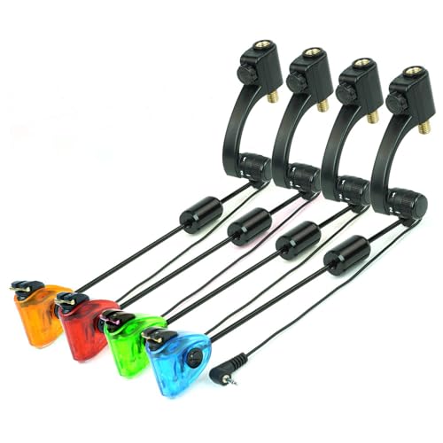 Hirisi Tackle Swinger pour pêche à la carpe, 4 couleurs, lumières LED, Swinger détecteur de touche accessoires de pêche, élasticité réglable, 2...
