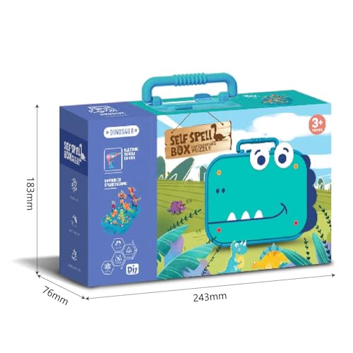 Image of Cable World Dinosaur Theme Creative Drill Set - 2-in-1 3D Building Blocks & 2D Puzzle - STEM Educational Construction Toy with Screwdriver & Portable Case for Kids 3+ Ideal for Gifting