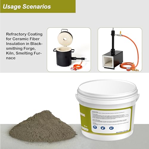 SOLIDLAND Refractory Coating - 10 LBS 3056°F High Temperature Refractory Cement Fireproof Dry Mix - for Ceramic Fiber Blankets Lining in Foundry, Forge, Kiln, Smelting Furnace and More - Thumbnail 2