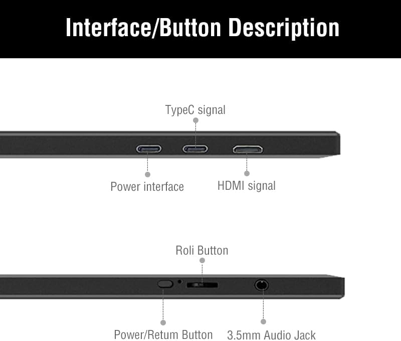 Portable Monitor for Laptop 11.6 Inch Computer Gaming Display Metal Enclosure Mobile Display External Display for Xbox PS4 Phone with Speakers Type-C USB-C HDMI TN HD 768P LED Screen