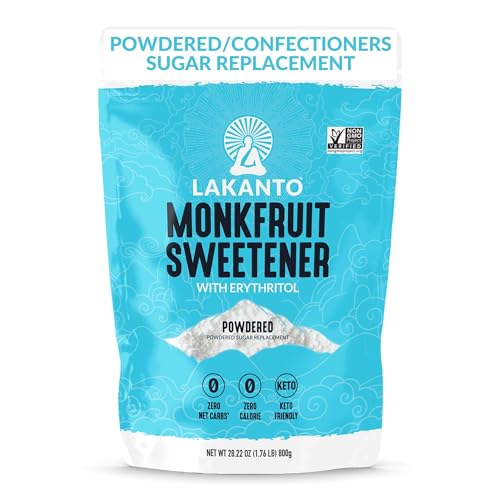 Lakanto Powdered Monk Fruit Sweetener with Erythritol - Confectioners Sugar Substitute, Zero Calorie, Keto Diet Friendly, Zero Net Carbs, Baking, Extract, Sugar Replacement (Powdered - 1.76 lb)