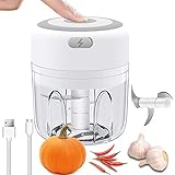 Mini Garlic Chopper, Mini Food Chopper Electric Rechargeable Wireless Portable Garlic Mincer, Electric Garlic Chopper for Garlic, Fruits, Vegetables, Meat-Gray