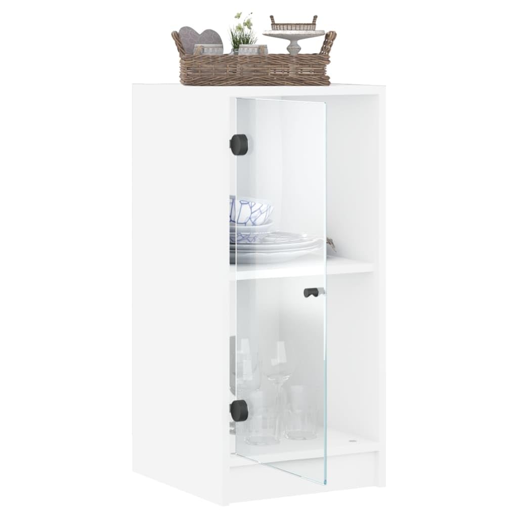 ZEYUAN Beistellschrank mit Glastüren Weiß 35x37x75,5 cm, Schrank Klein, Flurschrank, Kommode, Vorratsschrank, Flurschrank, Badezimmerschrank, Kleinmöbel - 836399