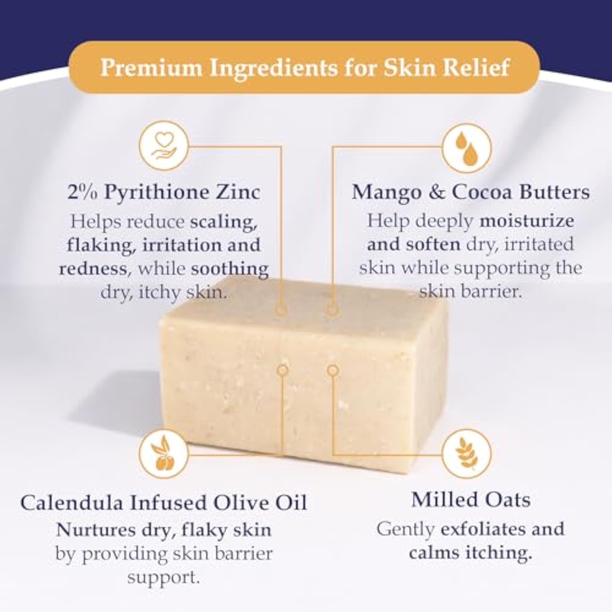 2% Pyrithione Zinc Vegan Mango and Cocoa Butter Bar Soap
