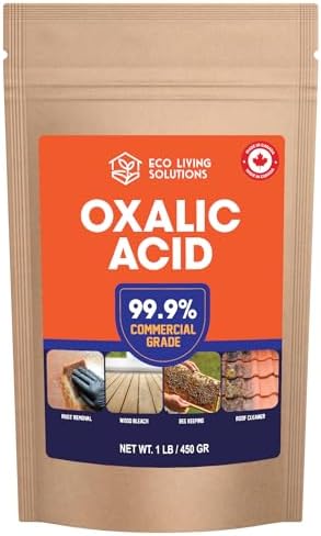 Oxalic Acid 99.9% - Eco Living Solutions | Deck Stain Remover & Wood Stain Remover | Metal Cleaning & Rust Stain Removal | Made in Canada - 1 Lb. (16 Oz)