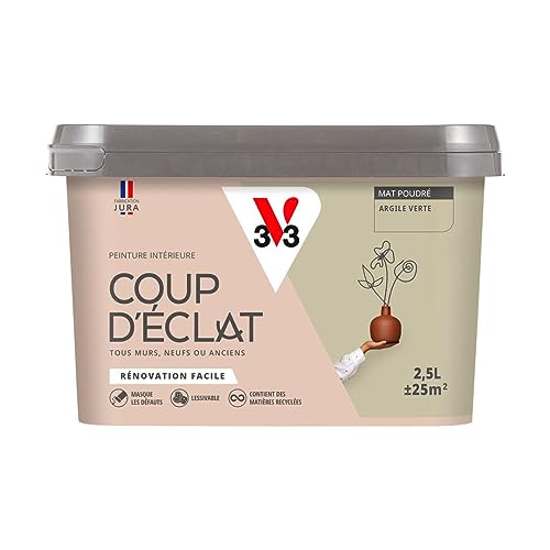 V33 Peinture murale intérieure Coup d'Éclat® Argile verte Mat Poudré 2,5L