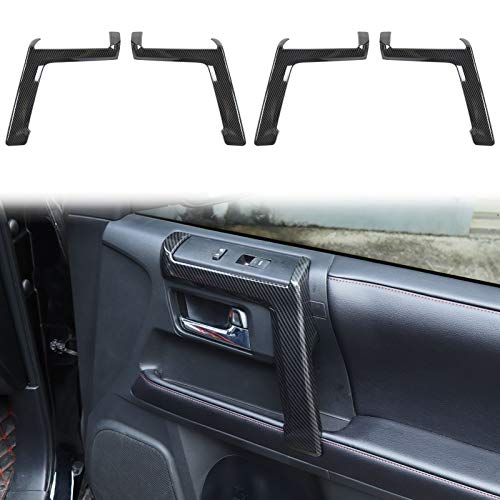 Voodonala for 2010-2019 Toyota 4Runner ABS Carbon Fiber Inner Door Handle Trim, 4pcs