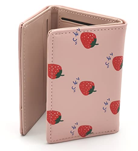 Small Trifold Cute Kawaii Strawberry Wallet for Women Girls(Pink)3