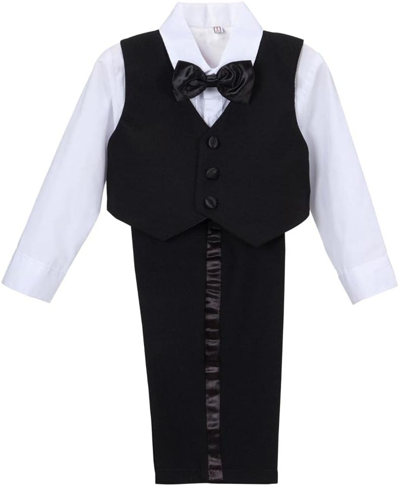 Dressy Daisy Baby Toddler Boys Tuxedo Suit Formal Wear Outfit Set Size 12-24 Months & 2T to 4T, Black Ivory White - Image 3