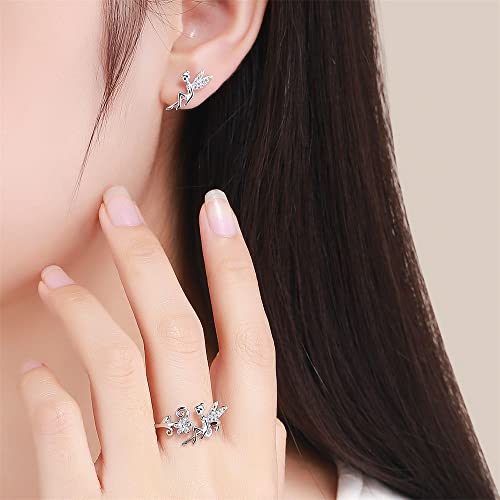 CZ Flower Fairy 925 Sterling Silver Ring for Women Girls Cute Yellow Clear Crystal Angel Wing Statement Adjustable Open Wrap Finger Rings Comfort Fit Dainty Birthday Christmas Wedding Jewelry Gift4