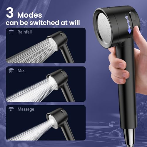 Fitespot High Pressure Shower Head, Filtered Shower Head with Handheld, Detachable Shower Head Showerhead with Filters for Hard Water - 60" Hose, Bracket Remove Chlorine