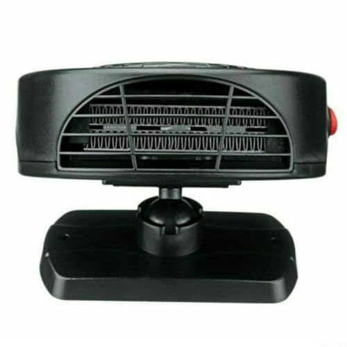 Jonikuper Calentador de ventilador de coche de 12 V y 150 W con desempañador y función de refrigeración para un rápido desempañamiento, soporte giratorio de 360°, modo dual de aire caliente y viento