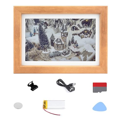 7.3Inch Full Color E-Paper Display with Solid Wood Frame, E Ink Spectra 6, 800×480 Resolution, Rotatable Stand & Wall Mount, Battery Included, Eye-Care Design