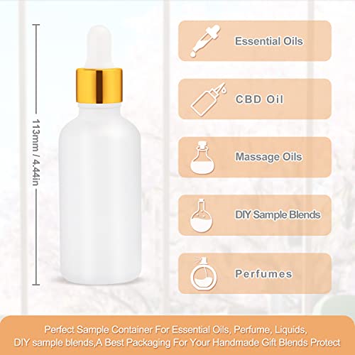 6 Pack Drop Bottle for Essential Oils, Empty Glass Holder With Glass Eye Dropper, Golden Cap Travel Perfume Container - Pipette & Funnel included (50ml/1.7 fl oz)4