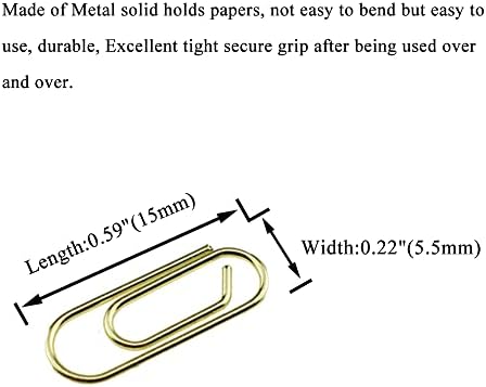 HAHIYO Paper Clips Sturdy 0.59 inches Length 50 Pack Mini Paperclips Heavy Duty Tight Grip Rust Proof Reusable Metal Bright Gold for Home Office School - 1
