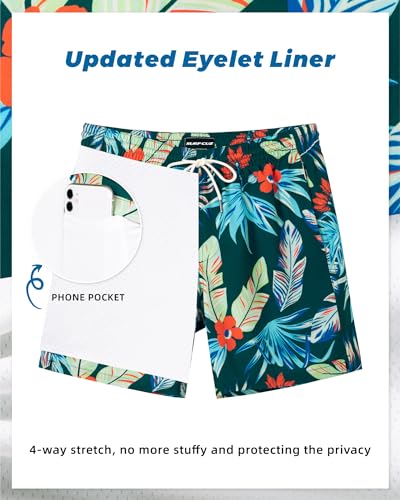 Image of SURF CUZ Mens Swim Trunks with Compression Liner Swim Shorts 7 inch Swimming Trunks Stretch 7 Inch Swim Suits Quick Dry