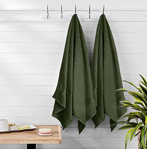 Belizzi Home Ultra Soft 6 Pack Cotton Towel Set, Contains 2 Bath Towels 28X55 Inch, 2 Hand Towels 16X24 Inch & 2 Wash Coths 12X12 Inch, Ideal Everyday Use, Compact & Lightweight - Olive Green #TOP2