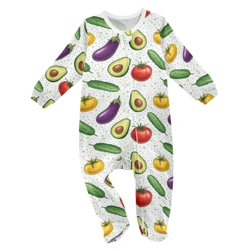 Emelivor Tomato Cucumber White Newborn Baby One-Piece Sleepers Cotton Sleepwear Outfits for Girls Boys