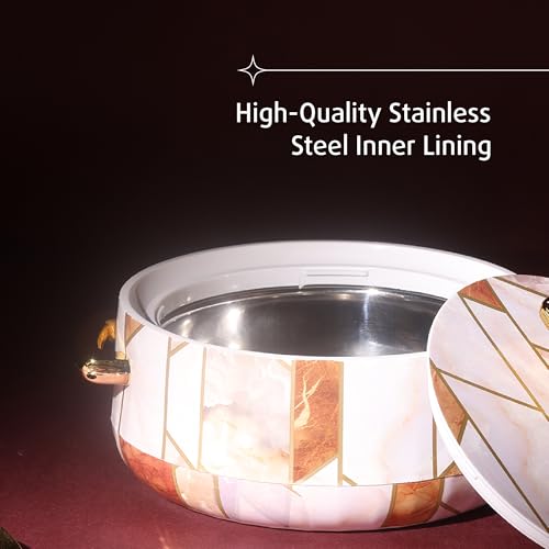 Image of SELVEL Elegance Casserole | Advanced PU Insulation | Elegant Design Hot Pot | Hot Case Keeps Food Hot & Fresh for Hours | Serve Chapati, roti, Biryani and More (Royal Ceramica, Set Of 2 (1200 Ml & 700 Ml))