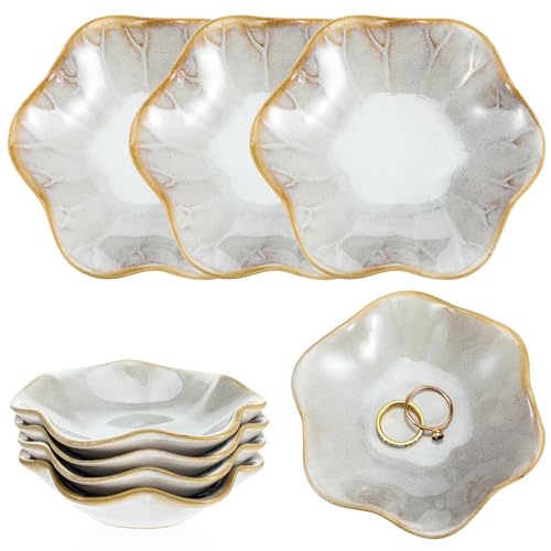 wutfuooo 8 Pcs Lotus Leaf Ceramic Ring Dish Jewelry Dish Holder Small Trinket Tray Plate for Earrings Necklaces Bracelet Key