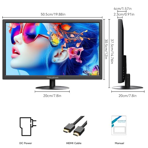 Image of Thinlerian 21.5 Inch Computer Monitor, FHD 1080p HDMI VGA Display, External Second Screen for Laptop & PC, Home Office Monitor with Built-in Speakers & VESA Mount
