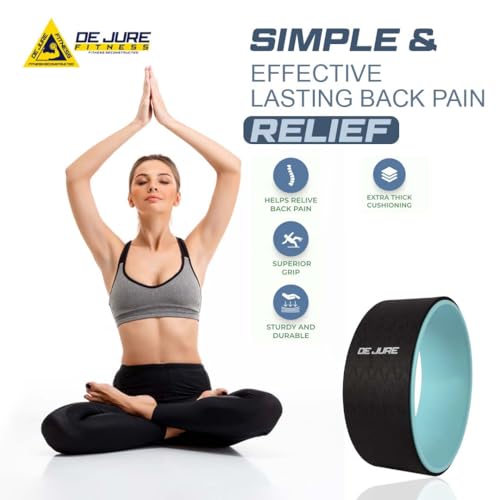 Image of De Jure Fitness Yoga Wheel | Ideal for Stretching, Backbends, Exercise, Deep Tissue Massage & Back Pain Relief | Dharma Yoga Prop Wheel with Ultimate Comfort (Black)